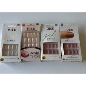 KISS Fantasy Ready-to-Wear Press-On Sculpted Gel Acrylic Nails Lot of 4 (1854)